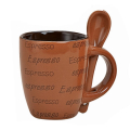 Espressotasse mit Löffel - aus Keramik - 7 cm - hellbraun