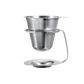 Hario Dripper Double Paroi en Acier Inoxydable Kasuya avec conception hybride, idéal pour le café filtre.


