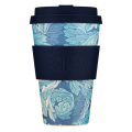 Ecoffee Cup WMG Acanthus de 400ml avec un motif floral bleu, idéal pour les amateurs de café soucieux de l'environnement, disponible chez beanarella.

