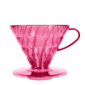 Porte-filtre à café Hario V60 dans l'édition Candy Rose Flamant, en plastique, pour 1-4 tasses de café, avec un design spiral unique et une couleur frappante.

