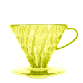 Porte-filtre Hario V60 dans l'Édition Candy Jaune Tournesol, en plastique, pour 1-4 tasses de café, avec un design spiral unique et une couleur éclatante.


