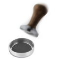 Kit Barista Motta Roma – tamper avec poignée en bois et support tamper rond en acier inoxydable avec insert en silicone