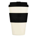 Ecoffee Cup Black Nature: Le gobelet élégant blanc-noir de 400ml - idéal pour les déplacements, lavable au lave-vaisselle et sans BPA, fabriqué en PLA écologique.