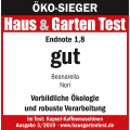 Bewertung: Gut, Endnote 1.8, Öko-Sieger – Vorbildliche Ökologie und robuste Verarbeitung bei beanarella Kaffeemaschinen.