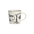 White porcelain mug with black ski and mountain panorama motif 450 ml