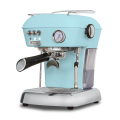 Schrägansicht der Ascaso Dream One in Blau, hochwertige Siebträgermaschine für perfekten Espresso.