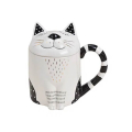 Tasse en céramique 'Chat' avec couvercle, 300ml, garde les boissons chaudes, parfaite pour les amoureux des chats.


