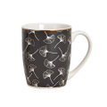 Tasse en porcelaine noire avec motif de feuille de Ginkgo élégant, capacité de 300ml, parfaite pour les amateurs de design raffiné.


