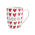 Tasse - I LOVE YOU - avec des cœurs rouges et l'inscription « I LOVE YOU », en porcelaine, capacité de 300 ml.


