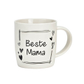 Mug en porcelaine blanc avec l'inscription "Meilleure Maman" et motifs de cœurs, 340ml, idéal comme cadeau affectueux.


