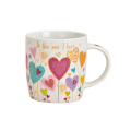 Tasse en porcelaine décorée de cœurs colorés et inscription „To the one I love“, 340ml, idéale comme cadeau romantique.


