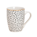 Tasse en porcelaine moderne avec motif à pois, 340ml – parfaite pour les amateurs de café et de thé qui apprécient le style.

