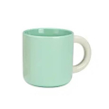 Tasse en porcelaine turquoise de 340ml, idéale pour le café et le thé.


