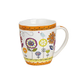 Tasse en porcelaine avec décor floral coloré et accents orange, 350ml, parfaite pour un usage quotidien ou comme cadeau charmant.


