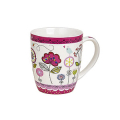 Tasse en porcelaine avec décor floral coloré, 350ml, idéale pour le café ou le thé.



