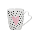 Tasse en porcelaine 'Charmante Tasse Cœur' avec un volume de 360ml, ornée d'un motif cœur, idéale pour les cadeaux et l'usage quotidien.





