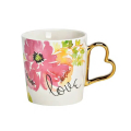 Tasse en porcelaine 'Love' avec décor floral élégant, 400ml, parfaite comme cadeau de mariage.


