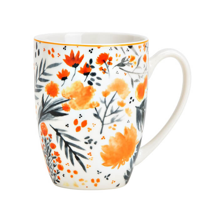 Porzellan Tasse mit Blumenmuster - 300ml