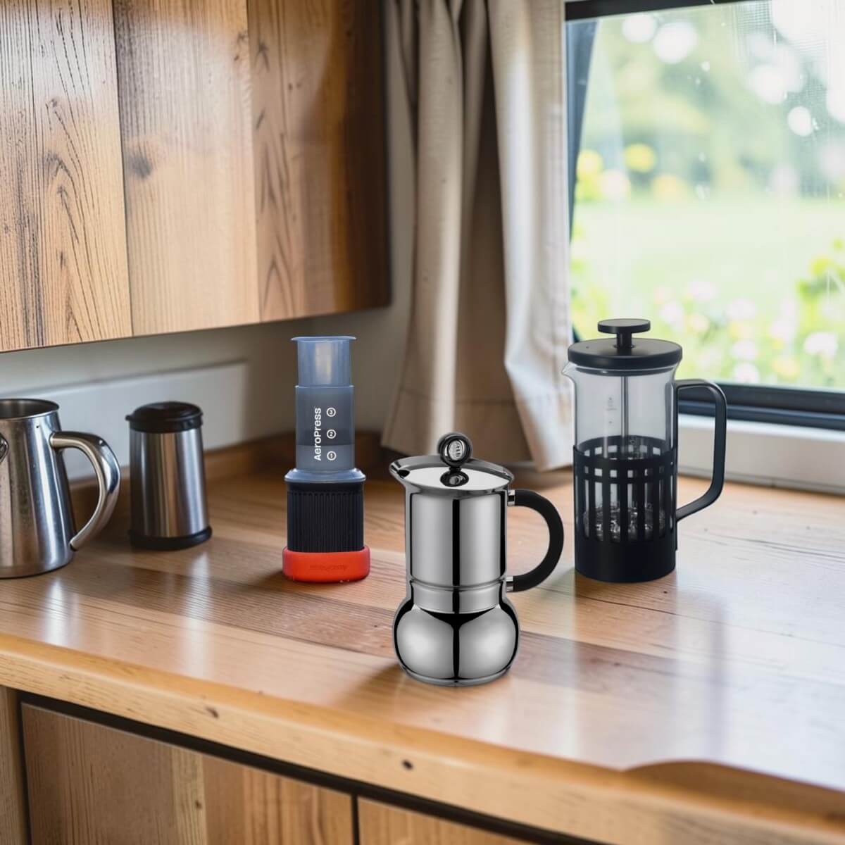 Kaffee zubereiten beim Camping – AeroPress, French Press und Espressokocher für unterwegs.