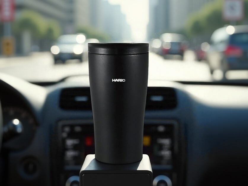 Thermobecher im Auto unterwegs